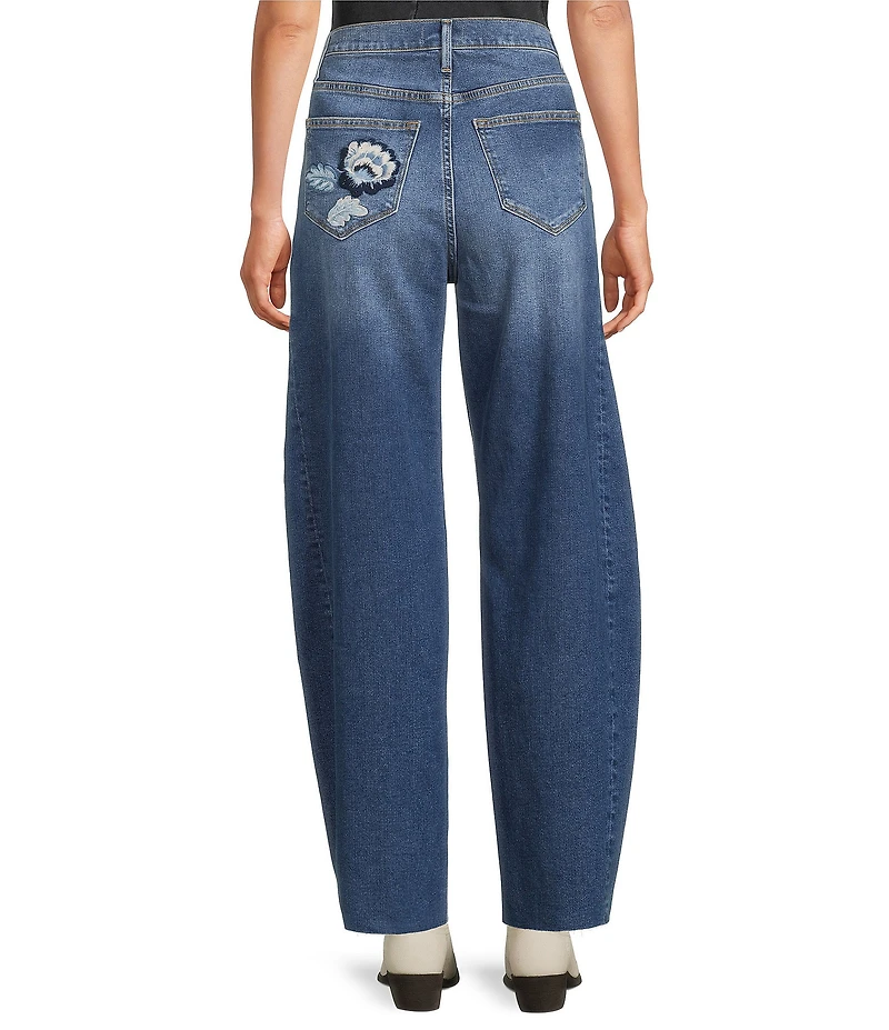 Driftwood Parker Stretch Denim Floral Foliage Embroidered Wide Leg Jeans