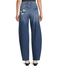Driftwood Parker Stretch Denim Floral Foliage Embroidered Wide Leg Jeans
