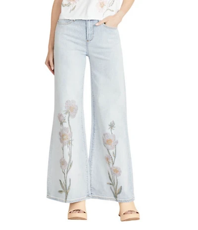 Driftwood Penelope Stretch Denim Garden Rose Embroidered Wide Leg Jeans