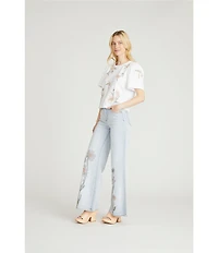 Driftwood Penelope Stretch Denim Garden Rose Embroidered Wide Leg Jeans