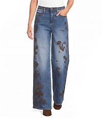 Driftwood Rina Denim Paisley Print Straight Leg Jeans