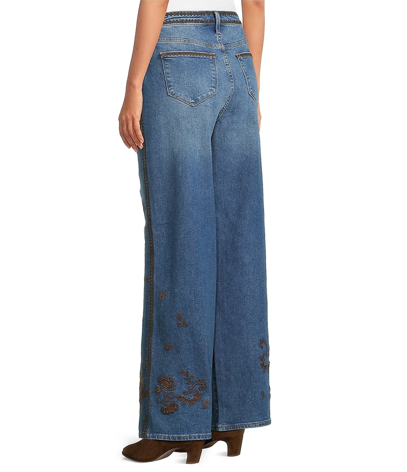 Driftwood Rina Denim Paisley Print Straight Leg Jeans