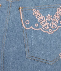 Driftwood Serena Eyelet Floral Embroidered Denim Skirt