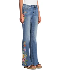 Driftwood Stretch Denim Floral Emboidered Jean