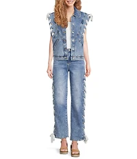 Driftwood Stretch Denim High Rise Lace Jeans