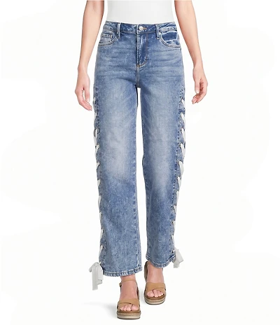 Driftwood Stretch Denim High Rise Lace Jeans