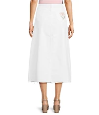 Driftwood Stretch Denim Rose Embroidered Maxi Skirt