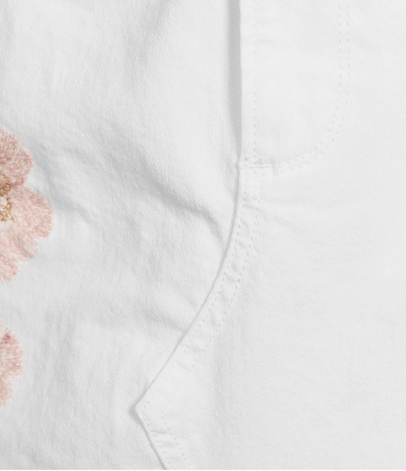 Driftwood Stretch Denim Rose Embroidered Maxi Skirt