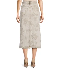 Driftwood Svetlana Coordinating Stretch Denim Floral Print Midi A-Line Skirt