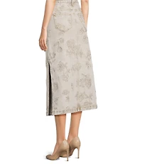 Driftwood Svetlana Coordinating Stretch Denim Floral Print Midi A-Line Skirt