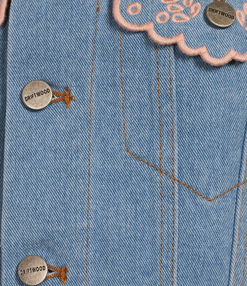 Driftwood Venus Eyelet Floral Embroidered Denim Vest