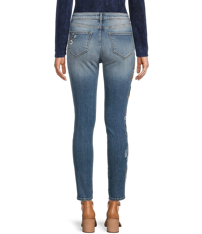 Driftwood X Bluebell Fleur Jackie Floral Embroidered High Rise Skinny Jeans