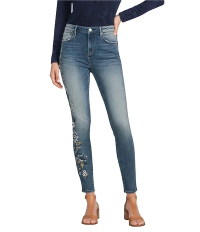Driftwood X Bluebell Fleur Jackie Floral Embroidered High Rise Skinny Jeans