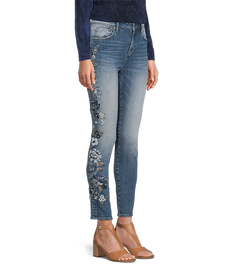 Driftwood X Bluebell Fleur Jackie Floral Embroidered High Rise Skinny Jeans
