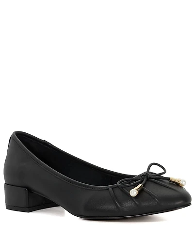 Dune London Amazing Leather Pleated Bow Pumps