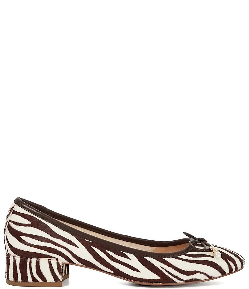 Dune London Amazing Zebra Print Leather Bow Detail Ballet Pumps