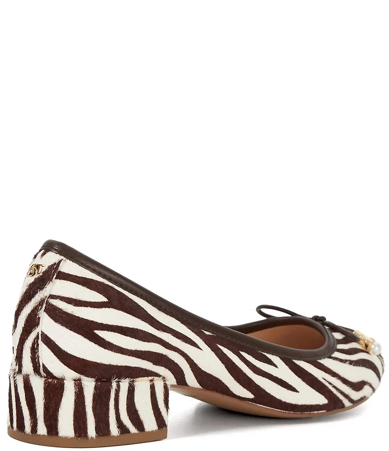 Dune London Amazing Zebra Print Leather Bow Detail Ballet Pumps