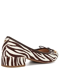 Dune London Amazing Zebra Print Leather Bow Detail Ballet Pumps