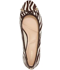 Dune London Amazing Zebra Print Leather Bow Detail Ballet Pumps