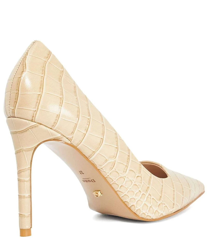 Dune London Assured Croco Print Leather Pointed Toe Pumps