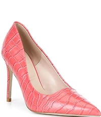 Dune London Assured Croco Print Leather Pointed Toe Stiletto Pumps