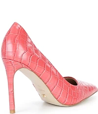 Dune London Assured Croco Print Leather Pointed Toe Stiletto Pumps