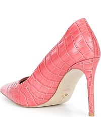 Dune London Assured Croco Print Leather Pointed Toe Stiletto Pumps
