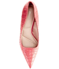 Dune London Assured Croco Print Leather Pointed Toe Stiletto Pumps