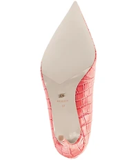 Dune London Assured Croco Print Leather Pointed Toe Stiletto Pumps