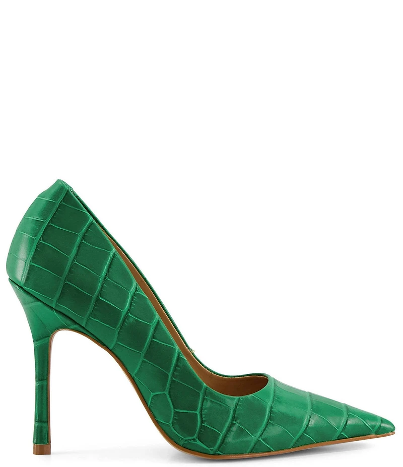 Dune London Bento Crocodile Embossed Leather Dress Pumps