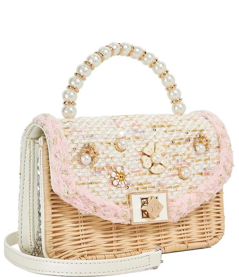 Dune London Blooms Boucle and Raffia Crossbody Bag