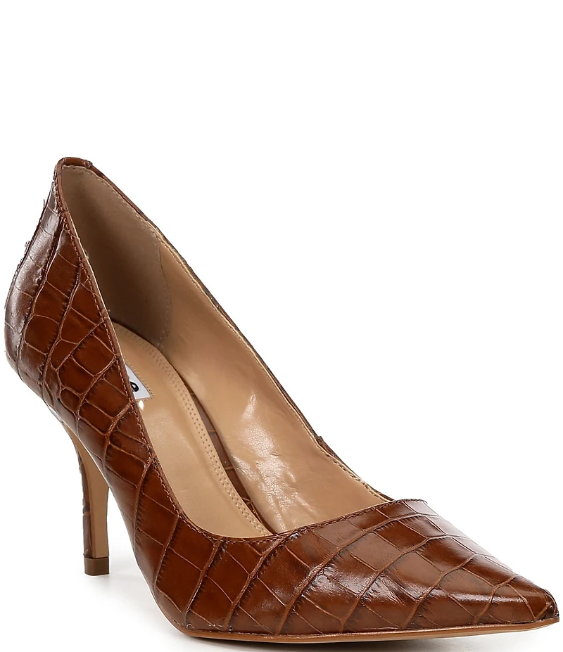 Dune London Bold Crocodile Embossed Leather Dress Pumps