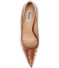 Dune London Bold Crocodile Embossed Leather Dress Pumps