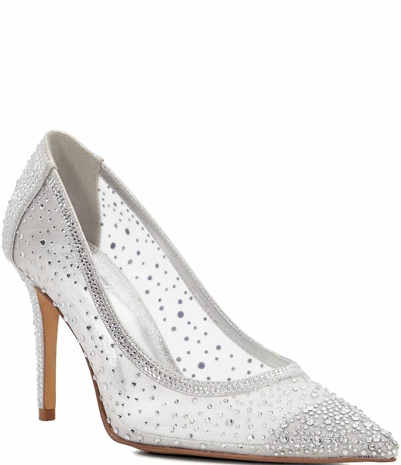 Dune London Brightest Embellished Mesh Dress Pumps