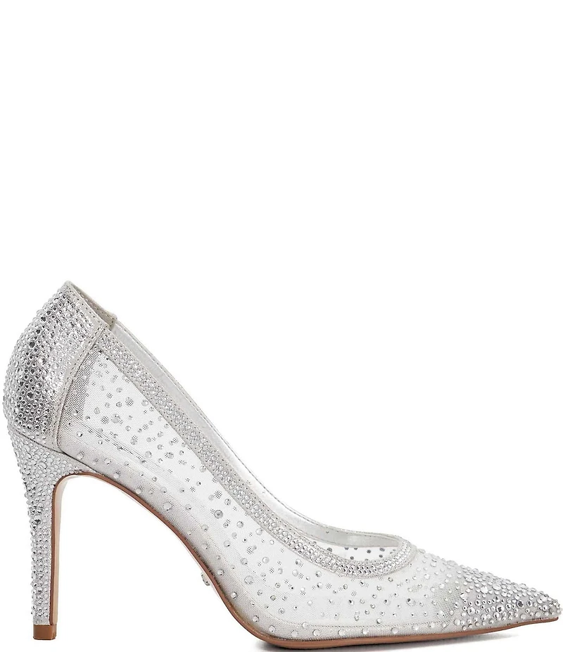 Dune London Brightest Embellished Mesh Dress Pumps