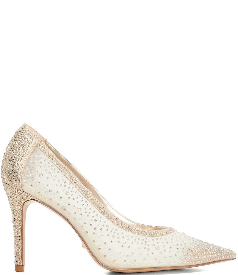 Dune London Brightest Embellished Mesh Dress Pumps