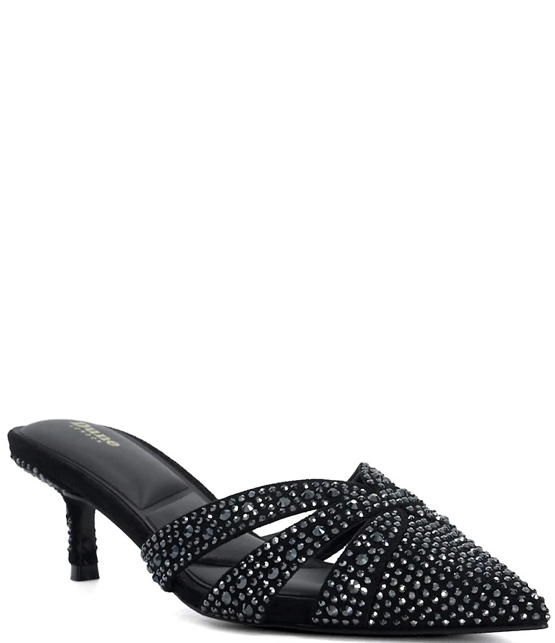 Dune London Calla Rhinestone Slip On Kitten Heel Mules