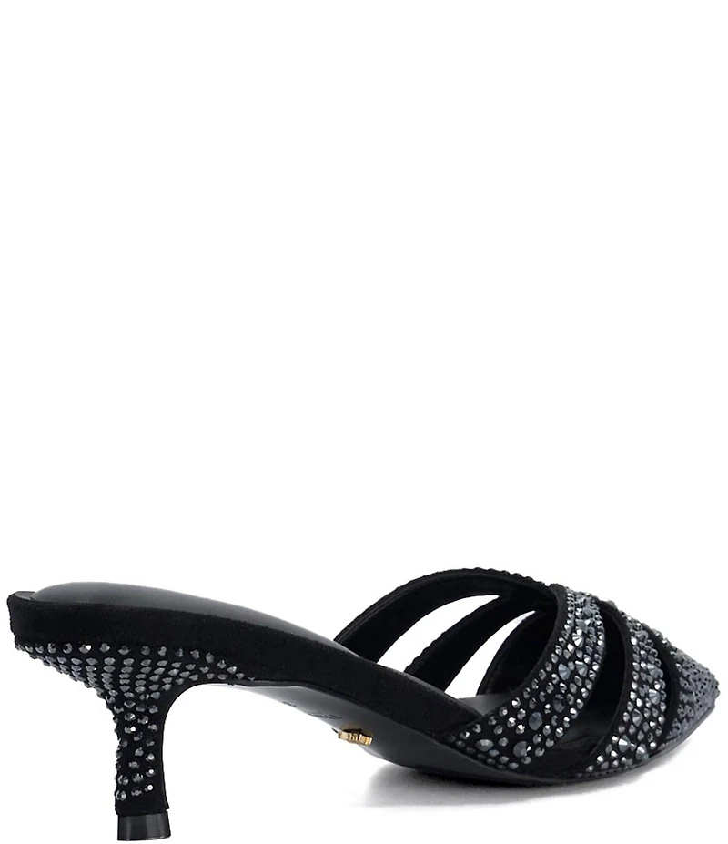 Dune London Calla Rhinestone Slip On Kitten Heel Mules
