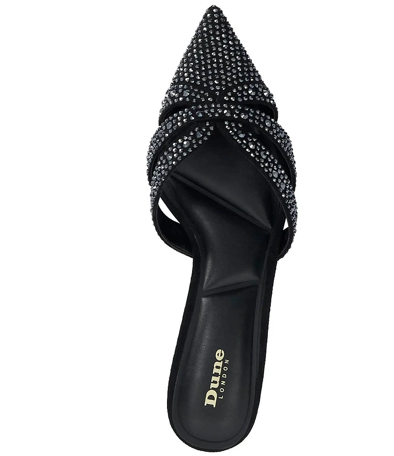 Dune London Calla Rhinestone Slip On Kitten Heel Mules