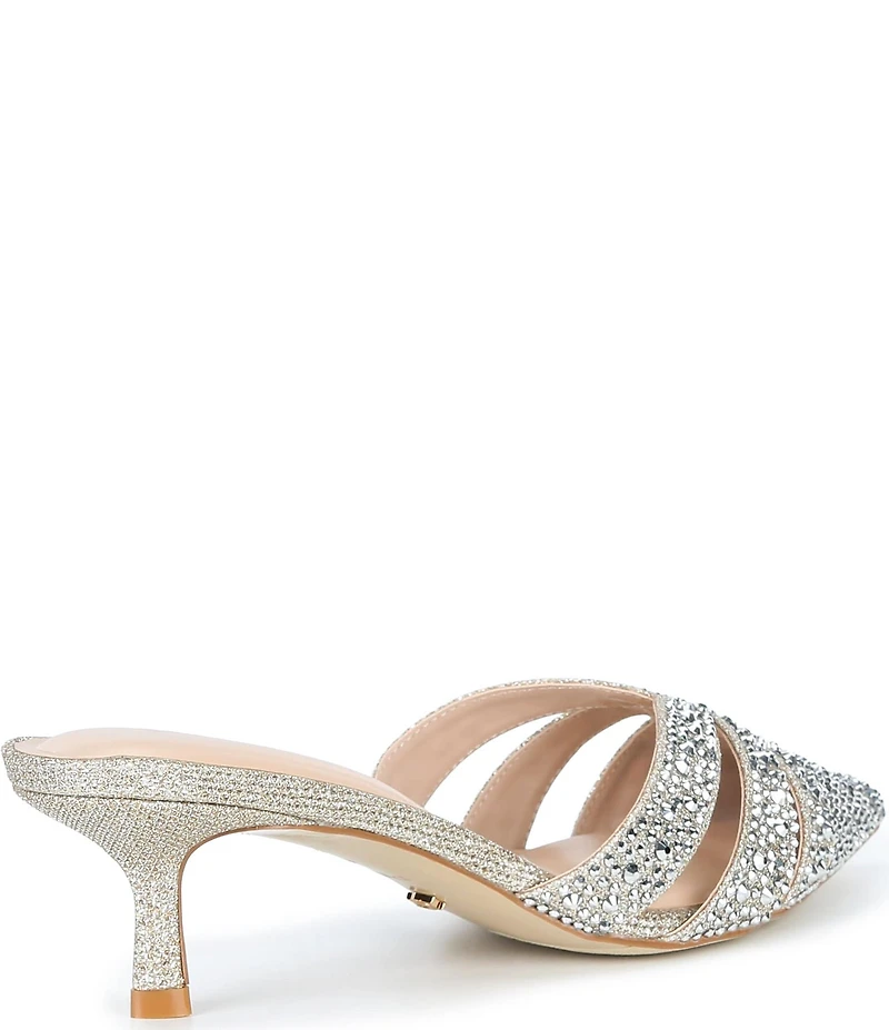 Dune London Calla Rhinestone Slip On Kitten Heel Mules