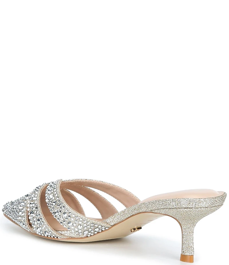 Dune London Calla Rhinestone Slip On Kitten Heel Mules