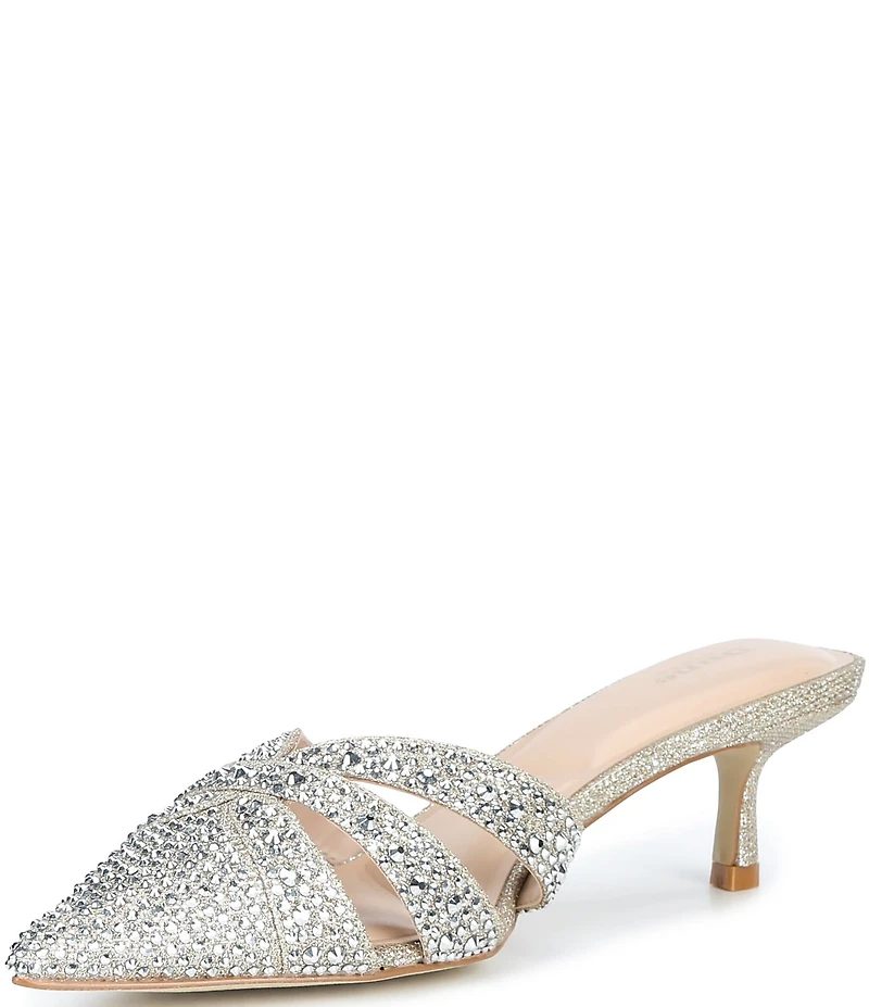 Dune London Calla Rhinestone Slip On Kitten Heel Mules