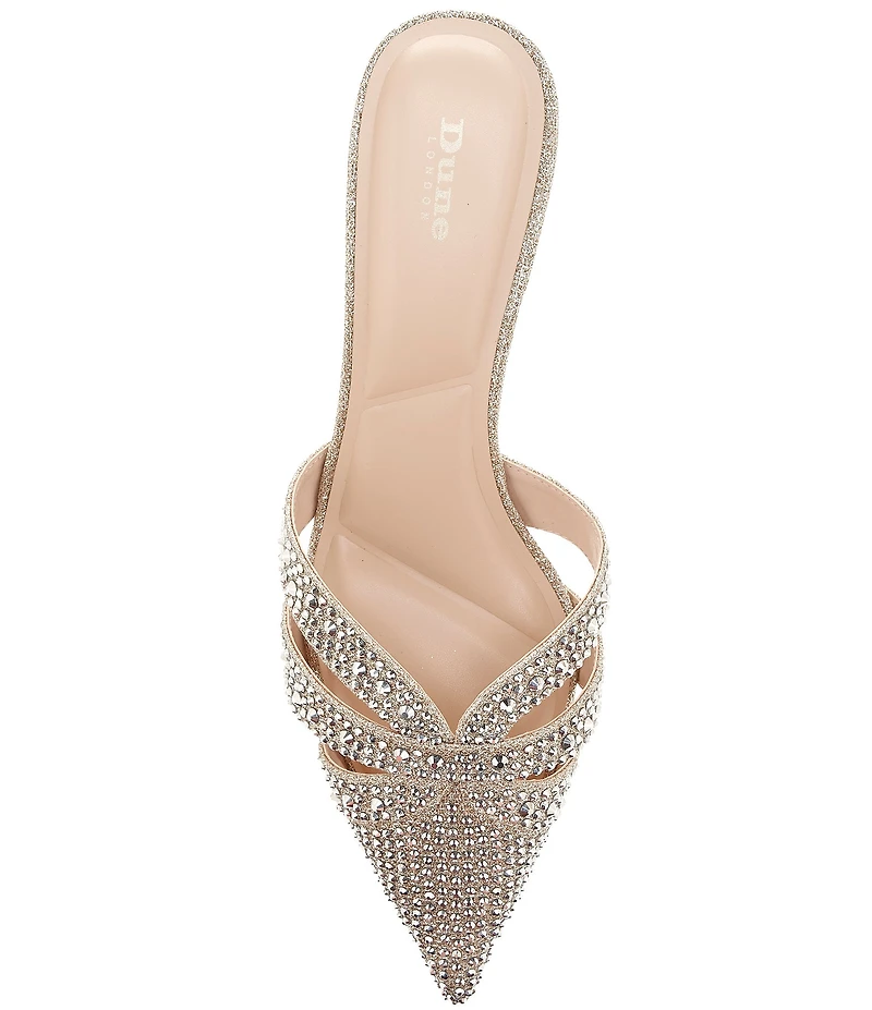 Dune London Calla Rhinestone Slip On Kitten Heel Mules