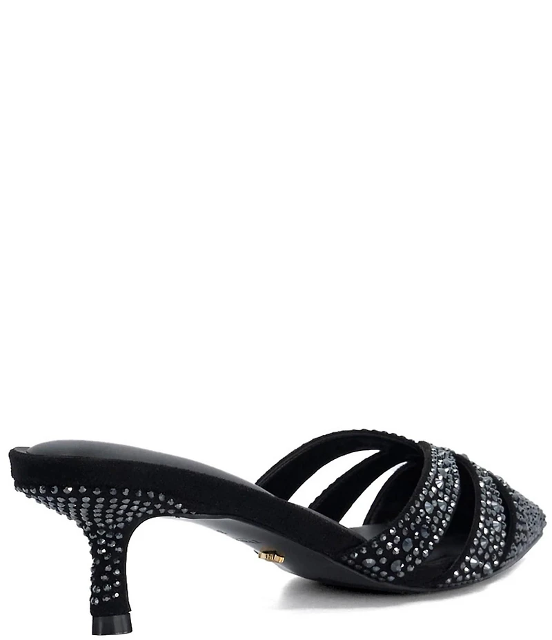 Dune London Calla Rhinestone Slip On Kitten Heel Mules