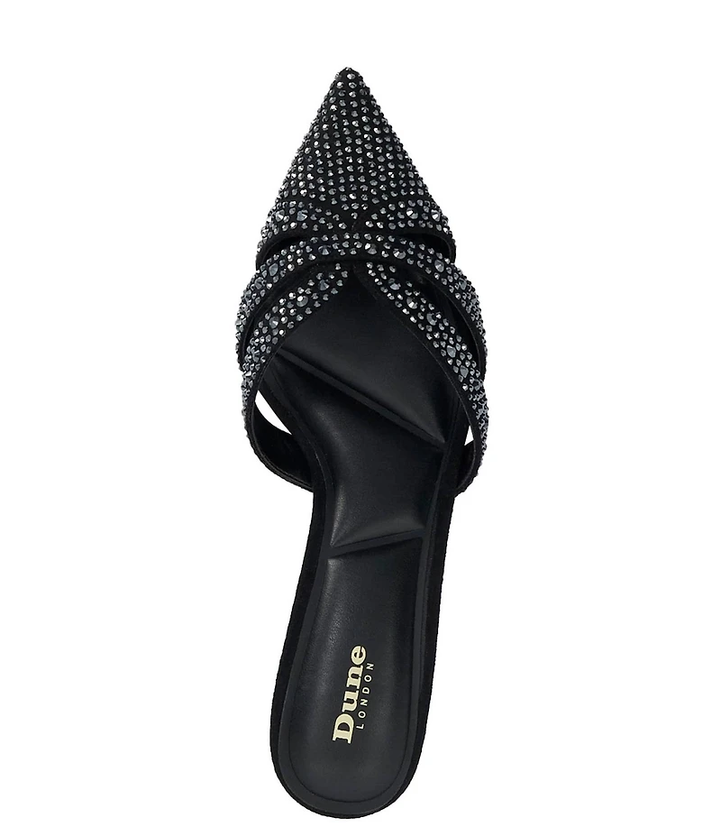 Dune London Calla Rhinestone Slip On Kitten Heel Mules