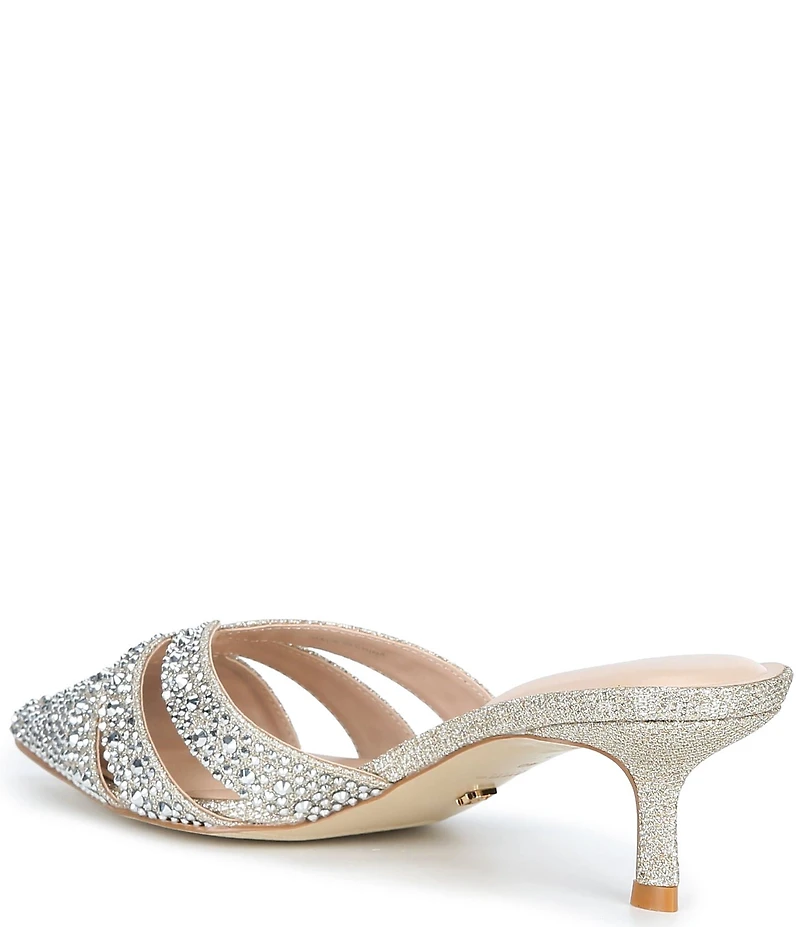 Dune London Calla Rhinestone Slip On Kitten Heel Mules