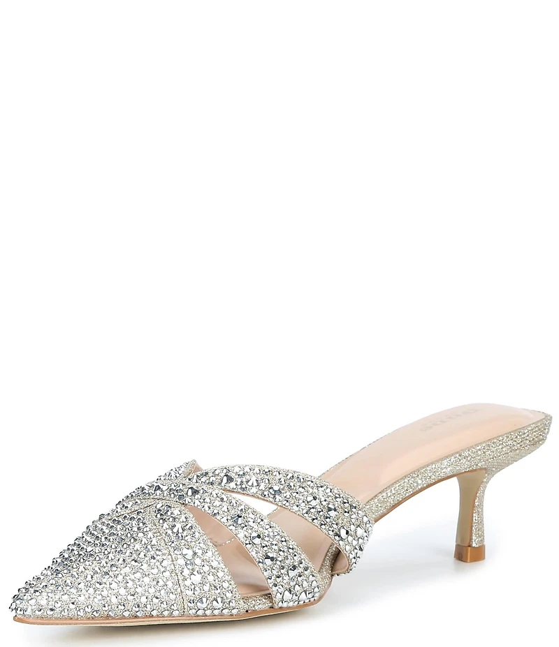 Dune London Calla Rhinestone Slip On Kitten Heel Mules