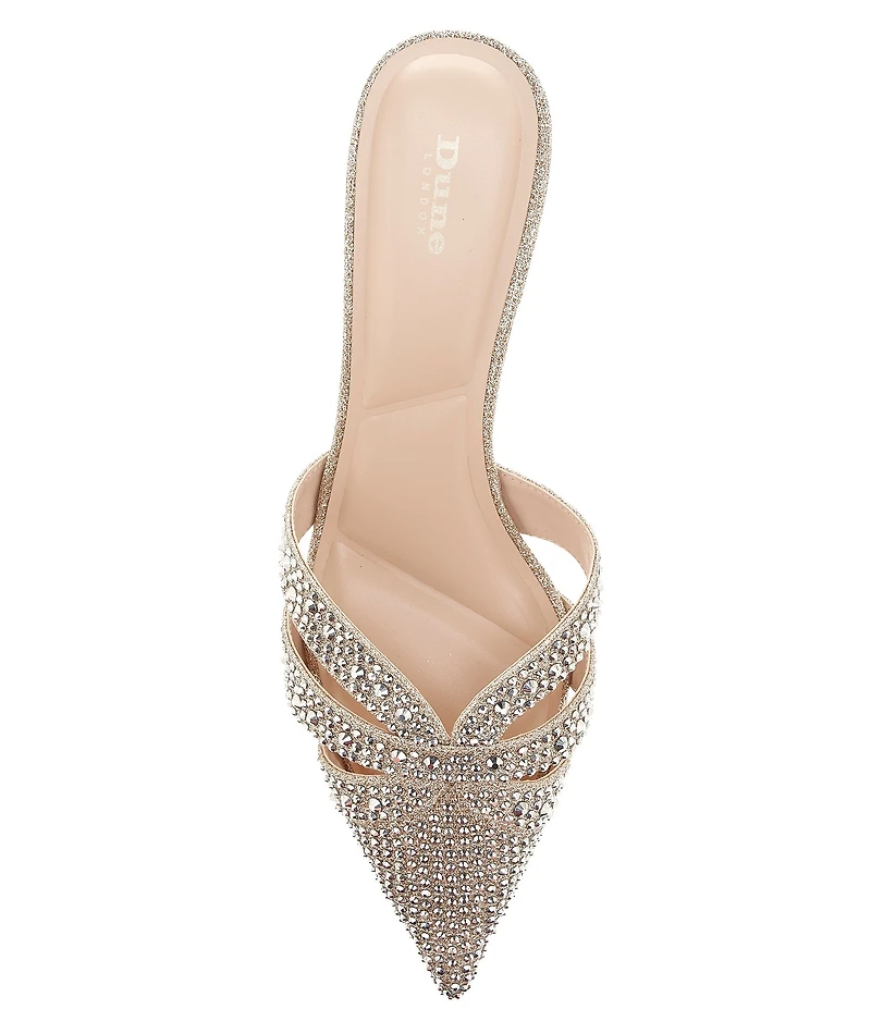 Dune London Calla Rhinestone Slip On Kitten Heel Mules