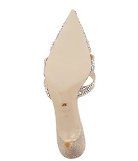 Dune London Calla Rhinestone Slip On Kitten Heel Mules