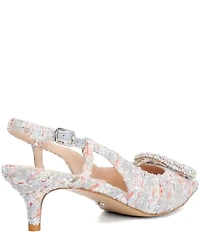 Dune London Centrepiece Boucle Rhinestone Brooch Ornament Slingback Kitten Heel Pumps
